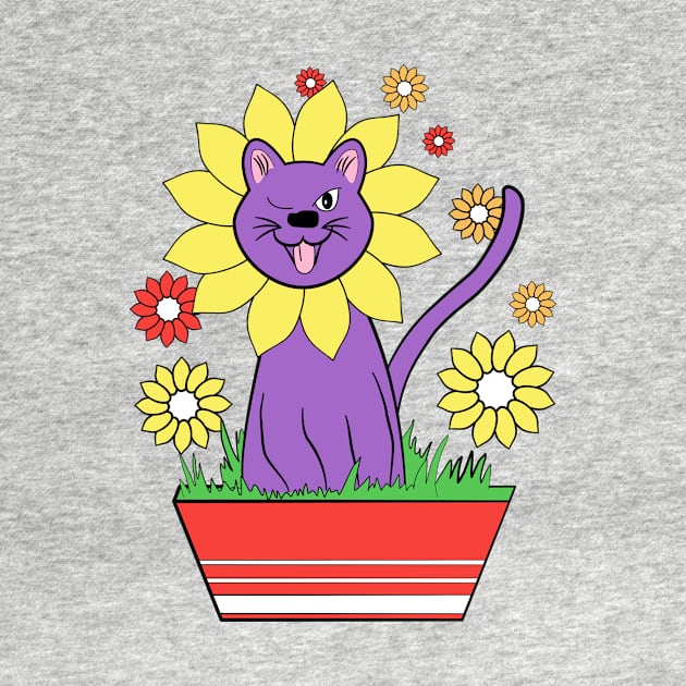 Cheeky cat flower illustration by HigoPico